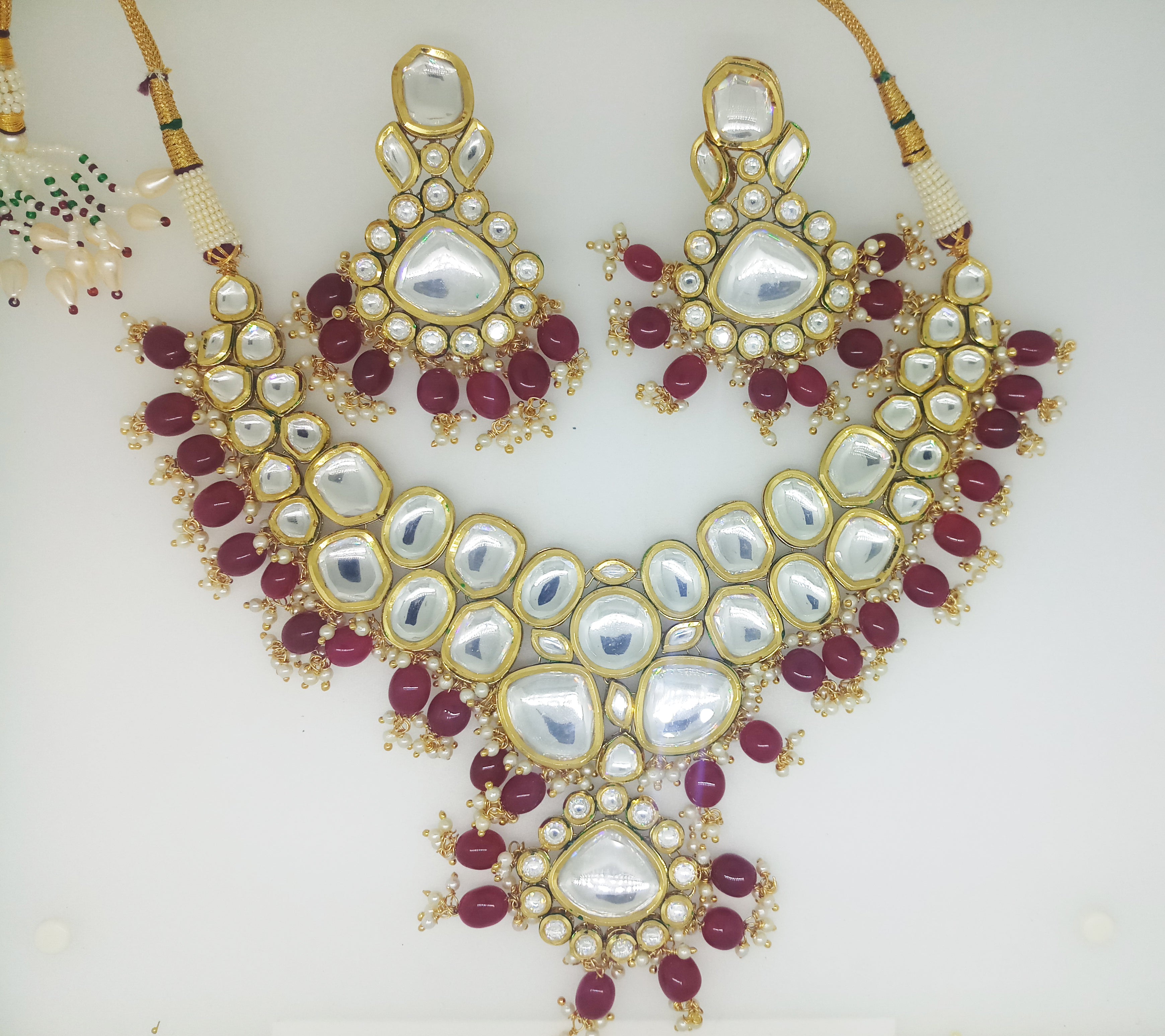 Traditional Big Polki Kundan Meena Necklace Set