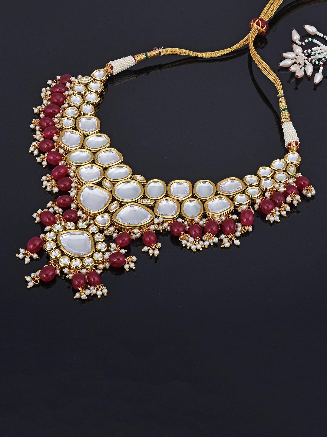 Traditional Big Polki Kundan Meena Necklace Set