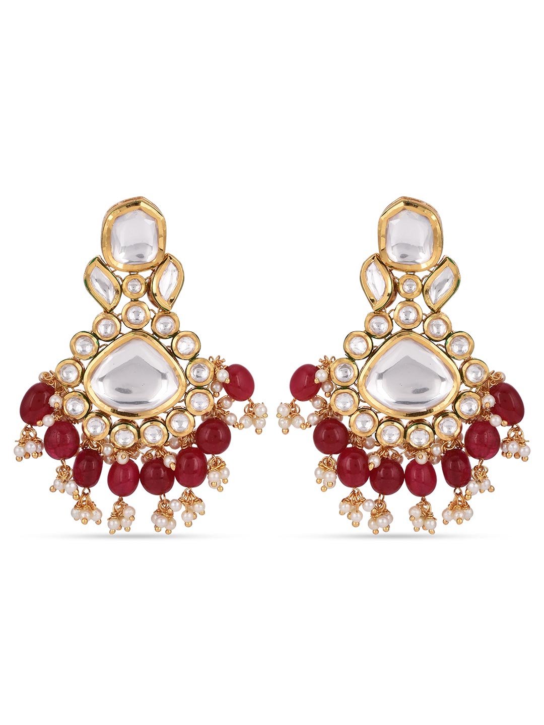 Traditional Big Polki Kundan Meena Necklace Set