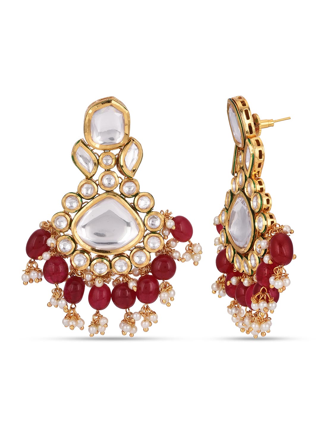 Traditional Big Polki Kundan Meena Necklace Set