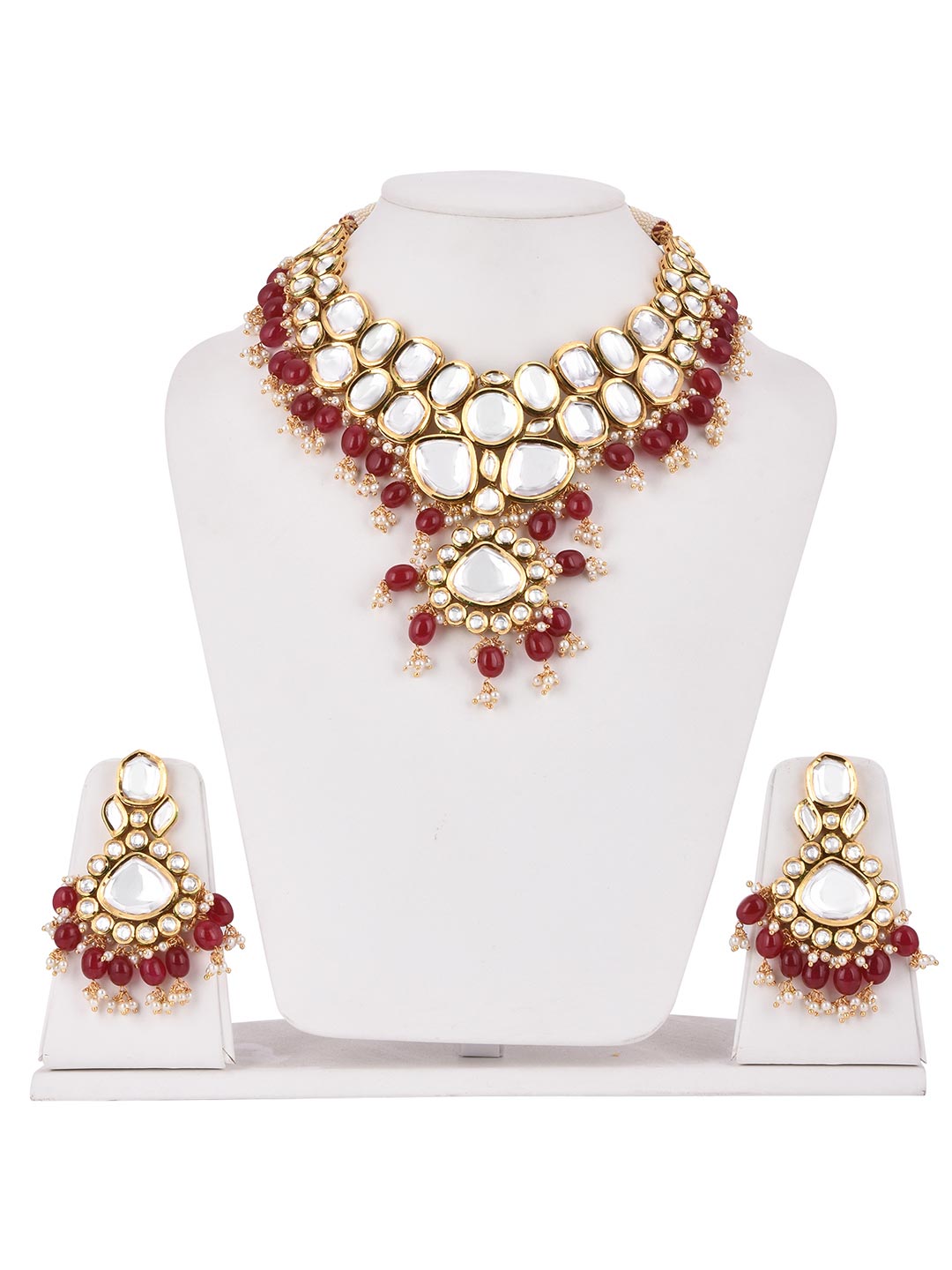 Traditional Big Polki Kundan Meena Necklace Set