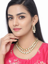 Two Liner Kundan Stones Graduating Necklace Set