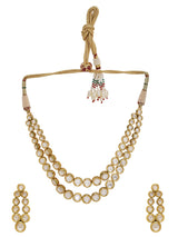 Two Liner Kundan Stones Graduating Necklace Set