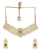 Traditional Green Stones and Pearls Designer Necklace Set