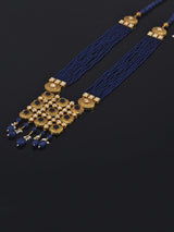 Designer Blue Fine Beaded With Antique Stones Traditional Necklace Set