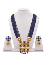 Designer Blue Fine Beaded With Antique Stones Traditional Necklace Set