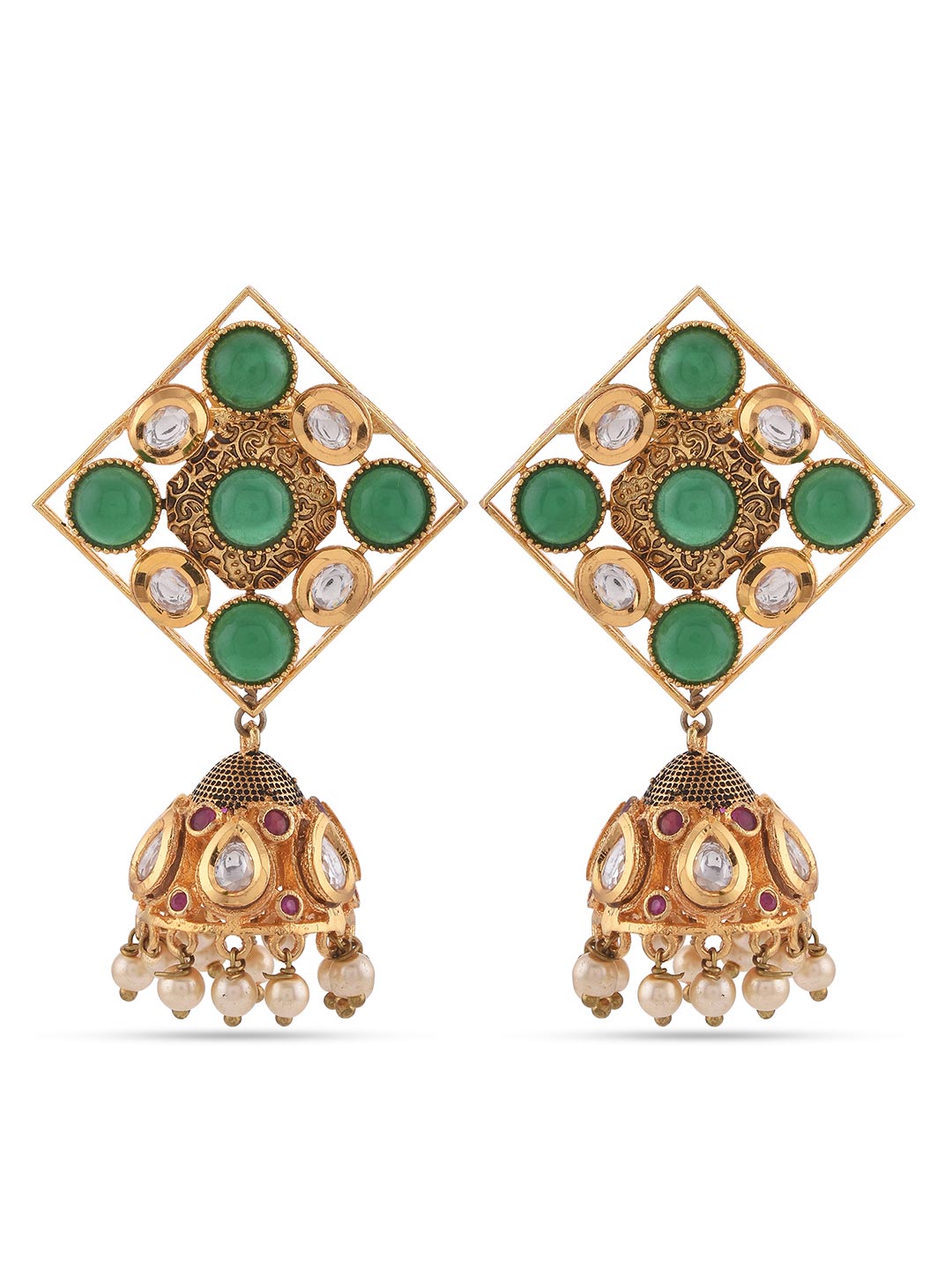 Designer Fine Beaded With Antique Stones Traditional Necklace Set