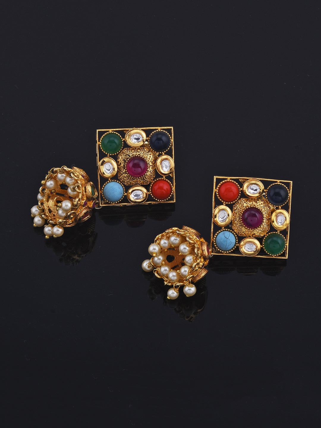 Designer Fine Beaded With Antique Colored Stones Traditional Necklace Set