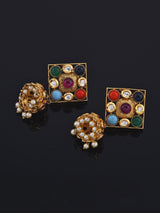 Designer Fine Beaded With Antique Colored Stones Traditional Necklace Set