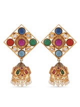 Designer Fine Beaded With Antique Colored Stones Traditional Necklace Set