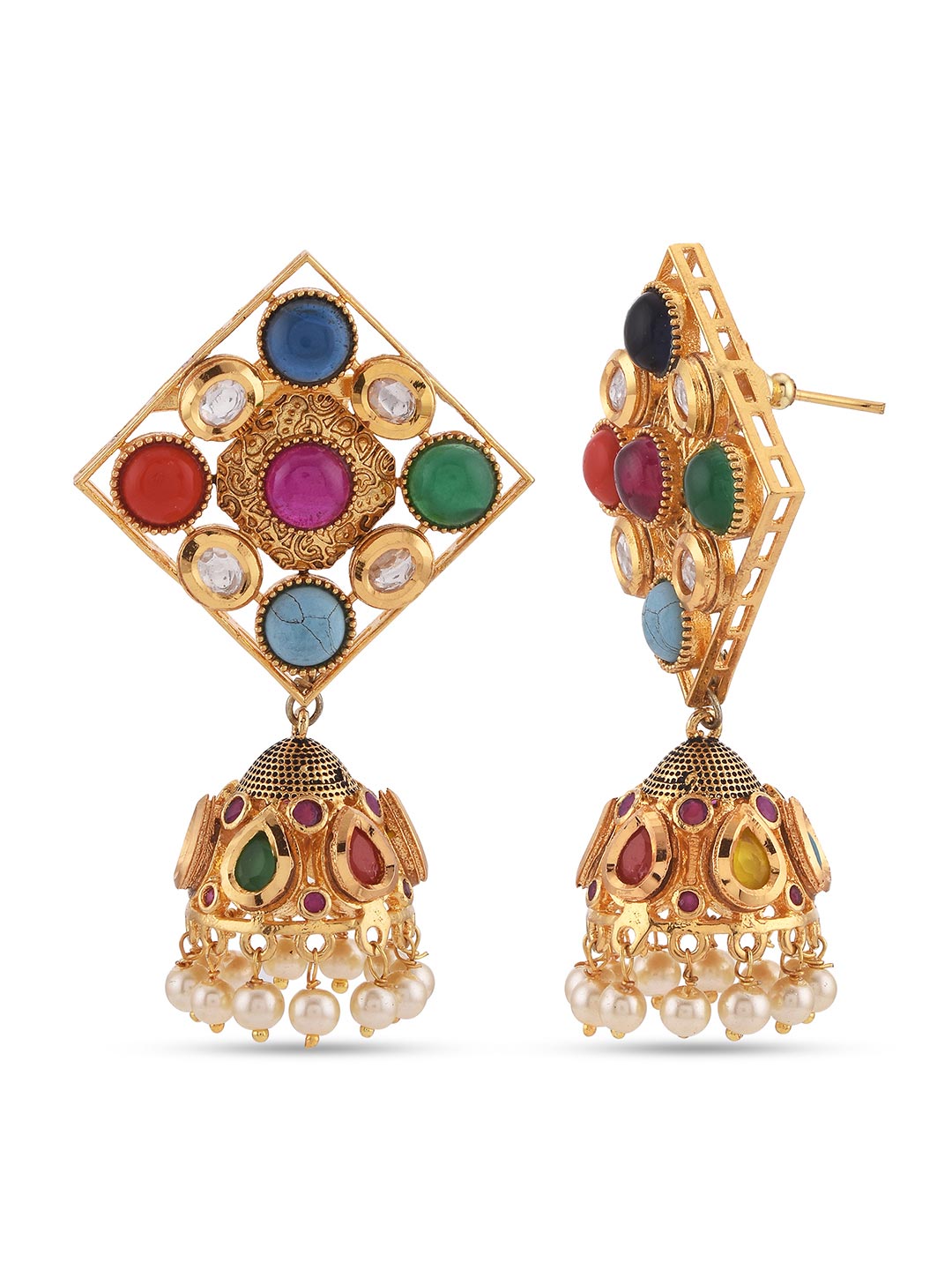 Designer Fine Beaded With Antique Colored Stones Traditional Necklace Set