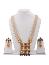Designer Fine Beaded With Antique Colored Stones Traditional Necklace Set