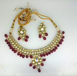 Traditional Red Stones Kundan Meena Necklace Set