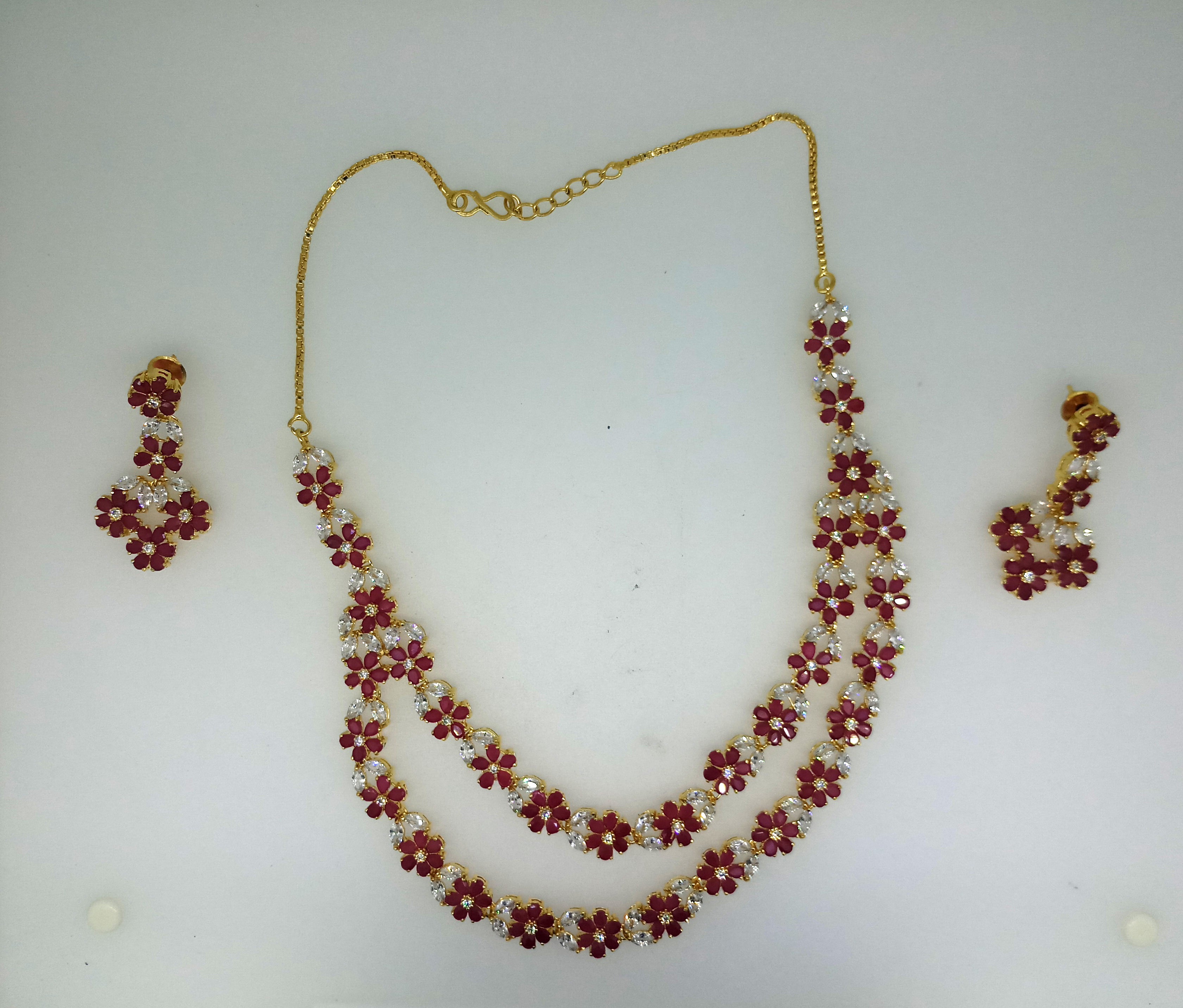 Colored Stone Floral Designer Necklace Set