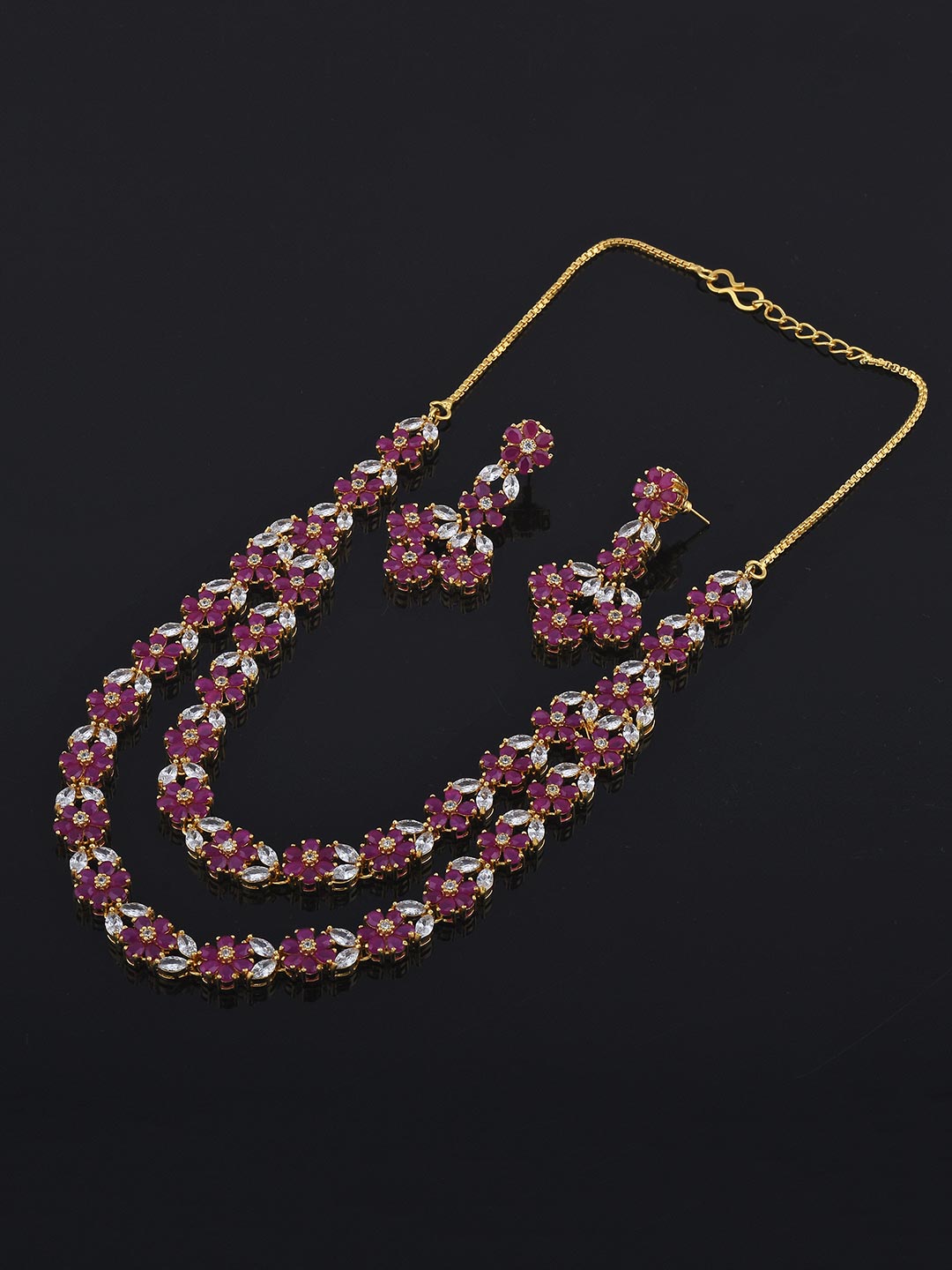 Colored Stone Floral Designer Necklace Set