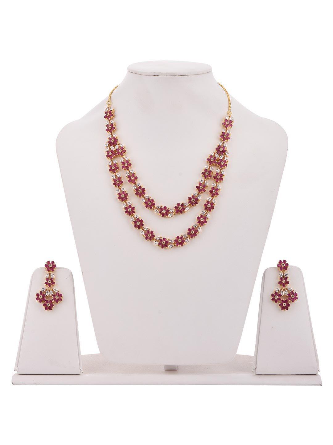 Colored Stone Floral Designer Necklace Set
