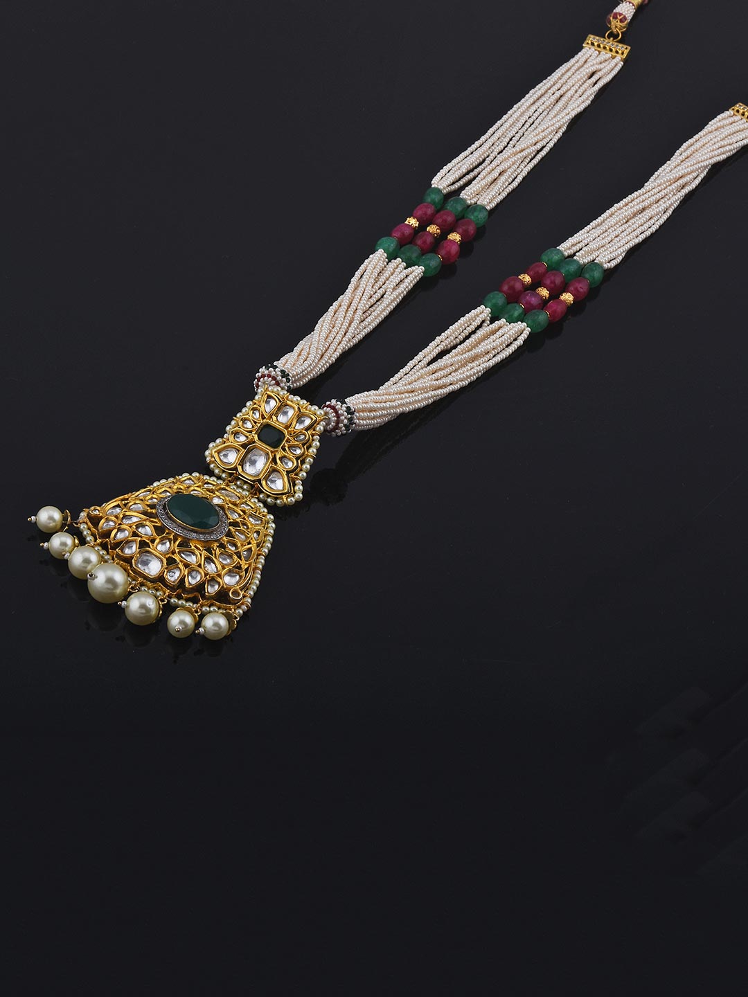 Traditional Kundan Meena Pearls Designer Necklace Set
