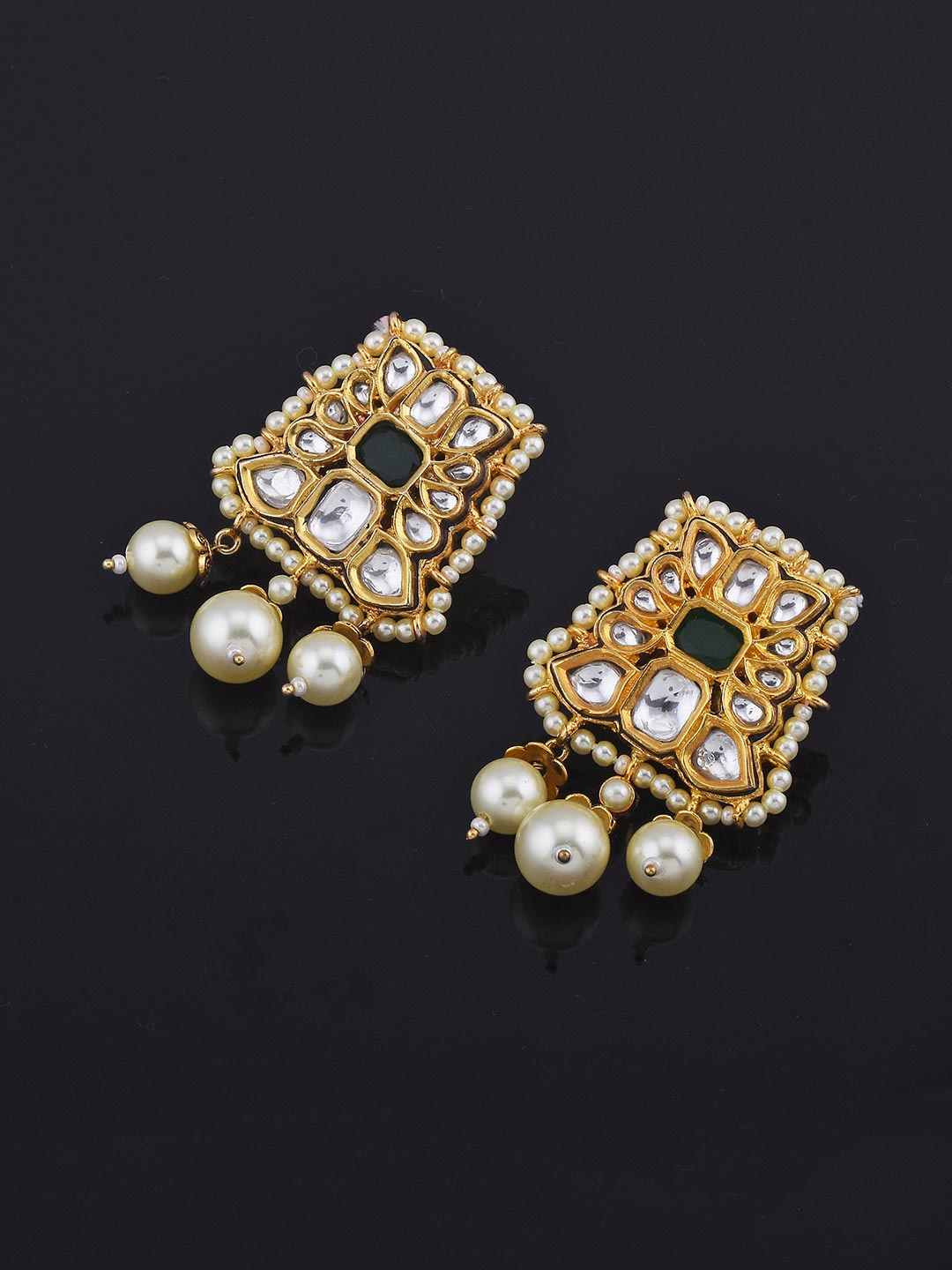 Traditional Kundan Meena Pearls Designer Necklace Set