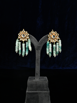 Multi Stranded Designer Kundan Meena Amazonite Beaded Necklace Set