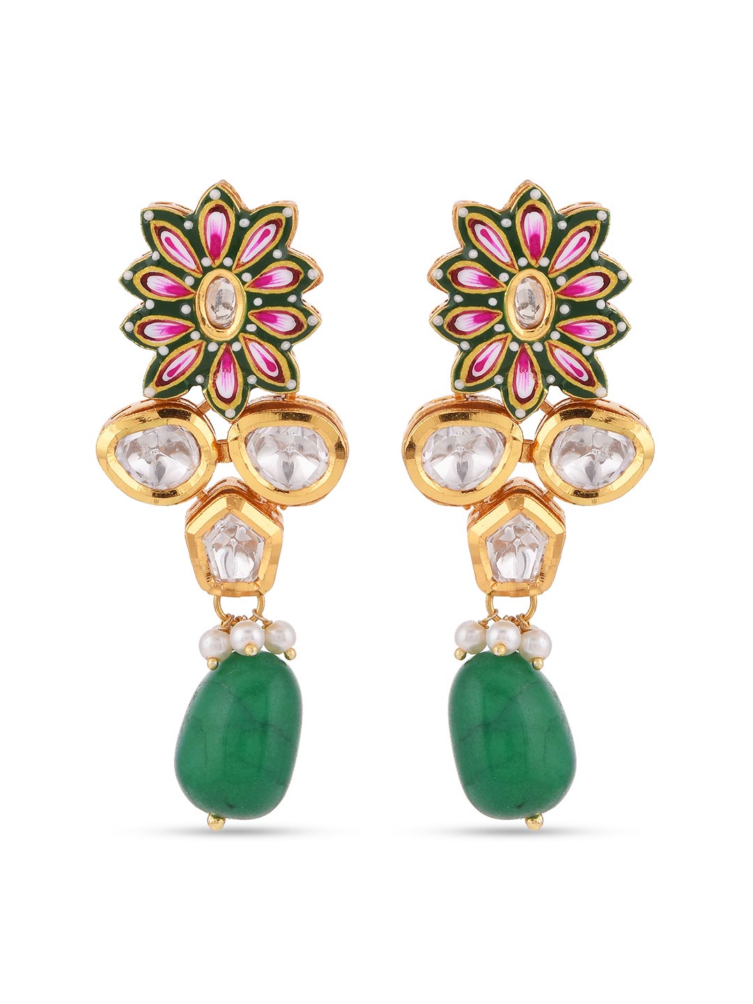 Floral Hand Made Meenakari Kundan Necklace Set