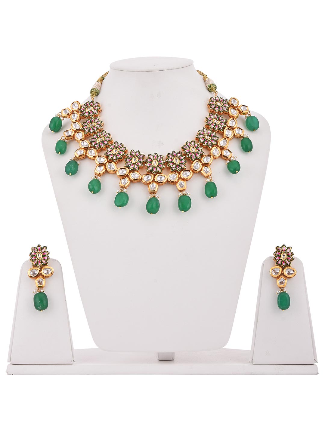 Floral Hand Made Meenakari Kundan Necklace Set