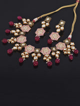 Traditional White Hand Meenakari Kundan Necklace Set