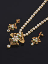 Traditional Polki Pearls Golden Plated Necklace Set