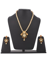 Traditional Polki Pearls Golden Plated Necklace Set