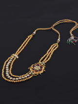 Traditional Floral Golden Colored Stones and Kundan Necklace Set