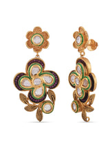 Traditional Floral Golden Colored Stones and Kundan Necklace Set