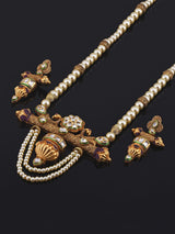Ethnic Golden Emboss Peacock Designer Necklace Set