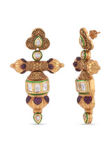 Ethnic Golden Emboss Peacock Designer Necklace Set