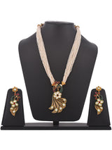 Fusion Designer Peacock Kundan and Pearls Necklace Set
