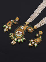 Kundan Colored Stones and Pearls Fusion Designer Necklace Set