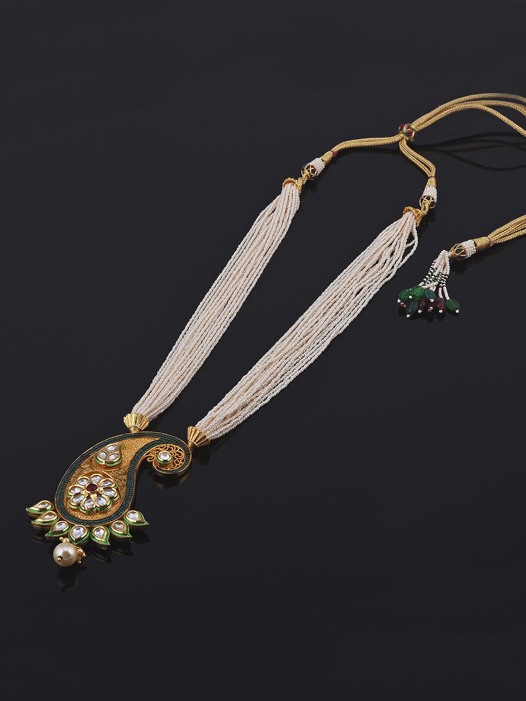 Kundan Colored Stones and Pearls Fusion Designer Necklace Set