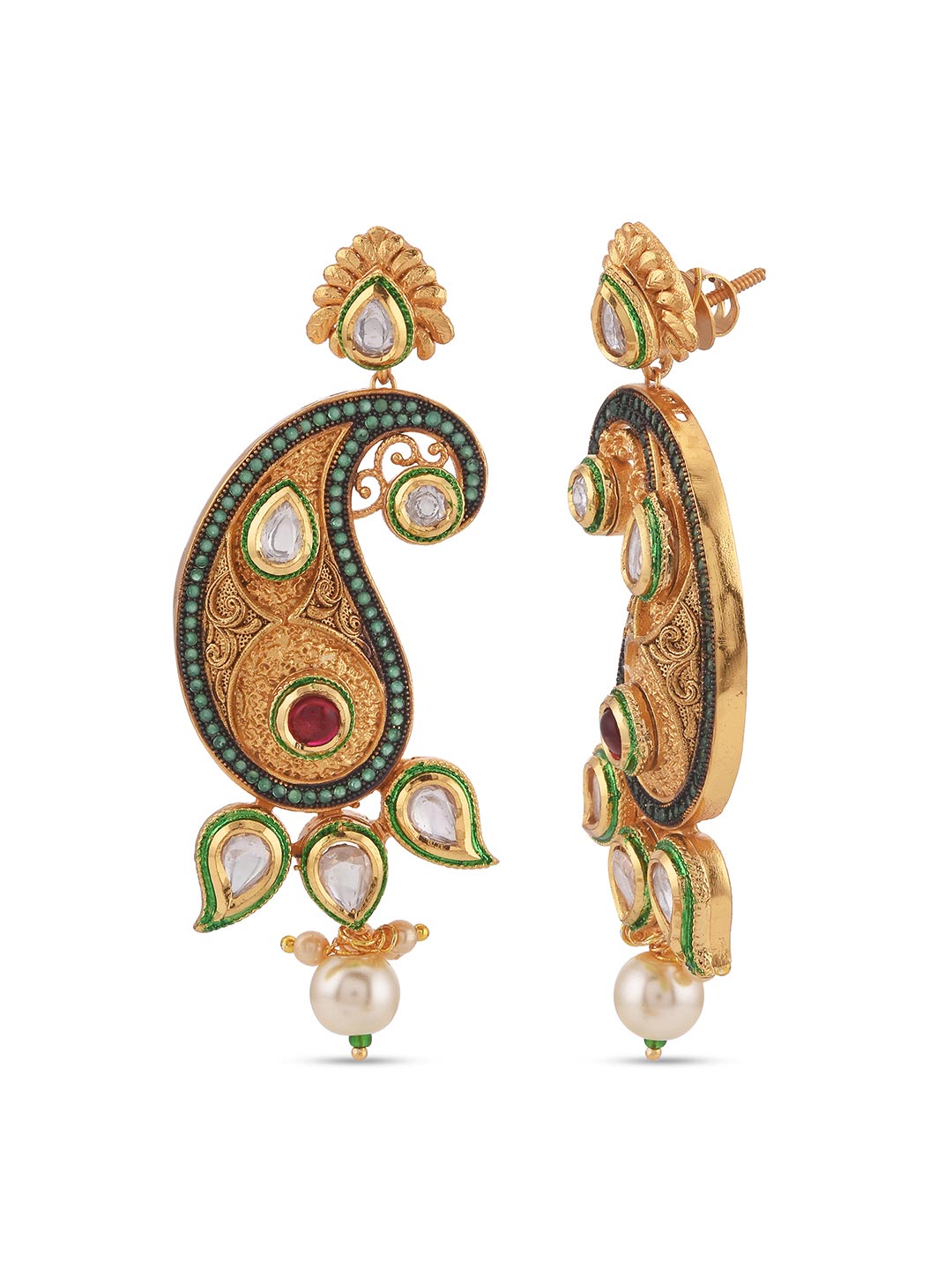 Kundan Colored Stones and Pearls Fusion Designer Necklace Set