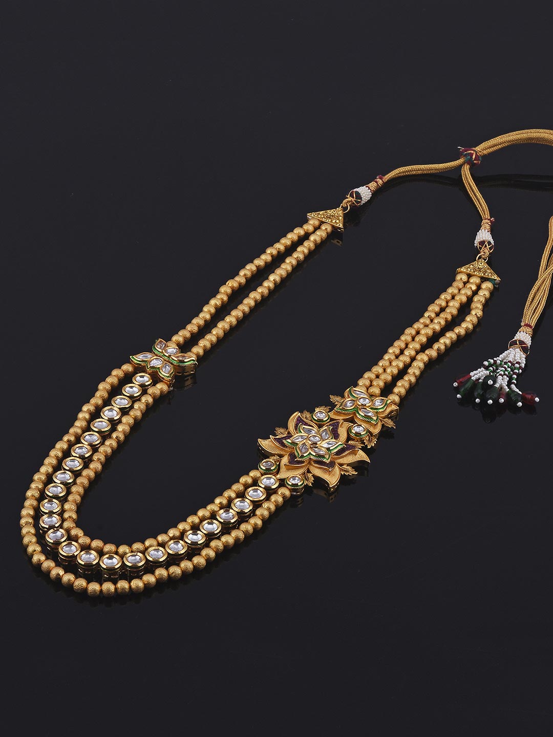 Fusion Floral Kundan Polki Golden Necklace Set