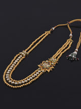 Fusion Floral Kundan Polki Golden Necklace Set