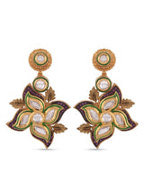 Fusion Floral Kundan Polki Golden Necklace Set