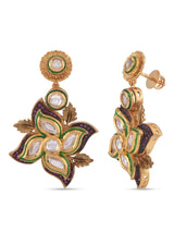 Fusion Floral Kundan Polki Golden Necklace Set