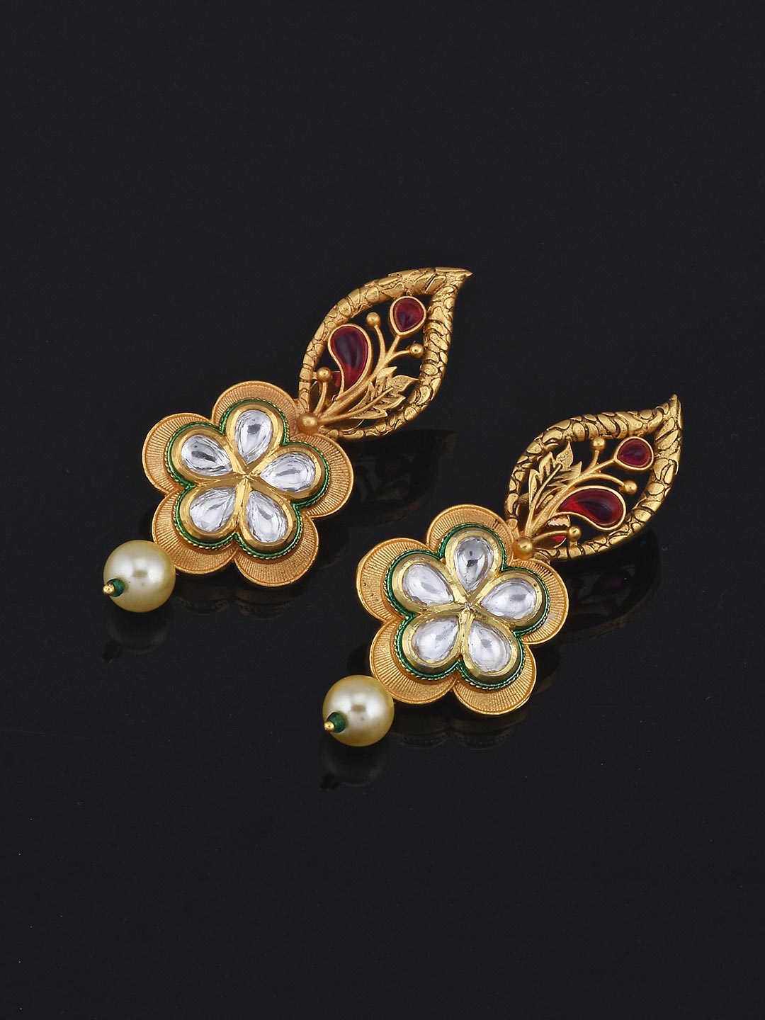 Traditional Colored Stones and Floral Filigree Necklace Set