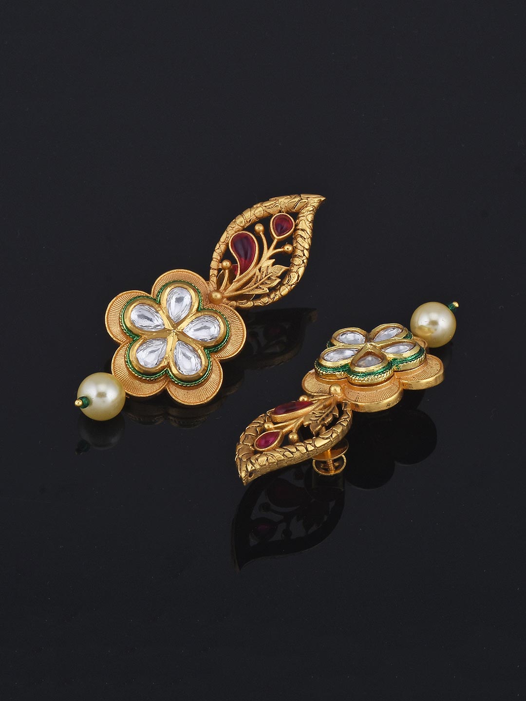 Traditional Colored Stones and Floral Filigree Necklace Set