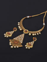 Kundan Polki Colored Stones Fusion Designer Necklace Set