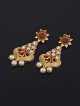 Kundan Polki Colored Stones Fusion Designer Necklace Set