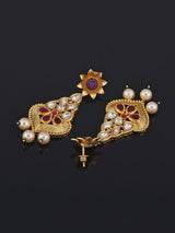 Kundan Polki Colored Stones Fusion Designer Necklace Set