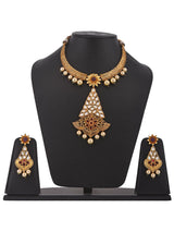 Kundan Polki Colored Stones Fusion Designer Necklace Set