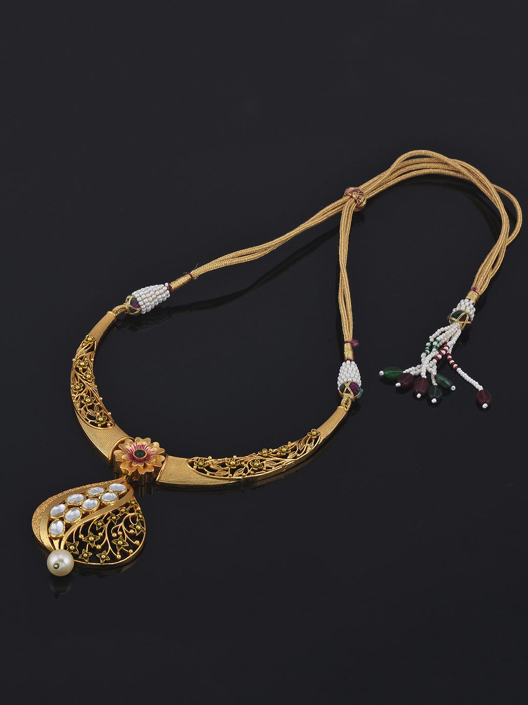 Floral Designer Filigree Polki Necklace Set