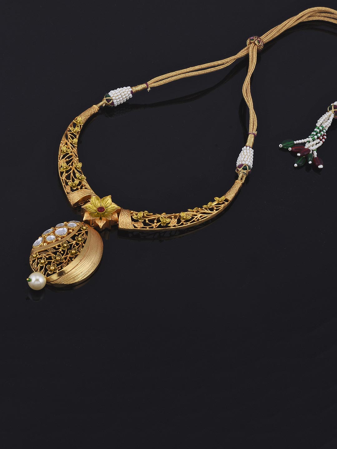 Floral Designer Filigree Polki Necklace Set