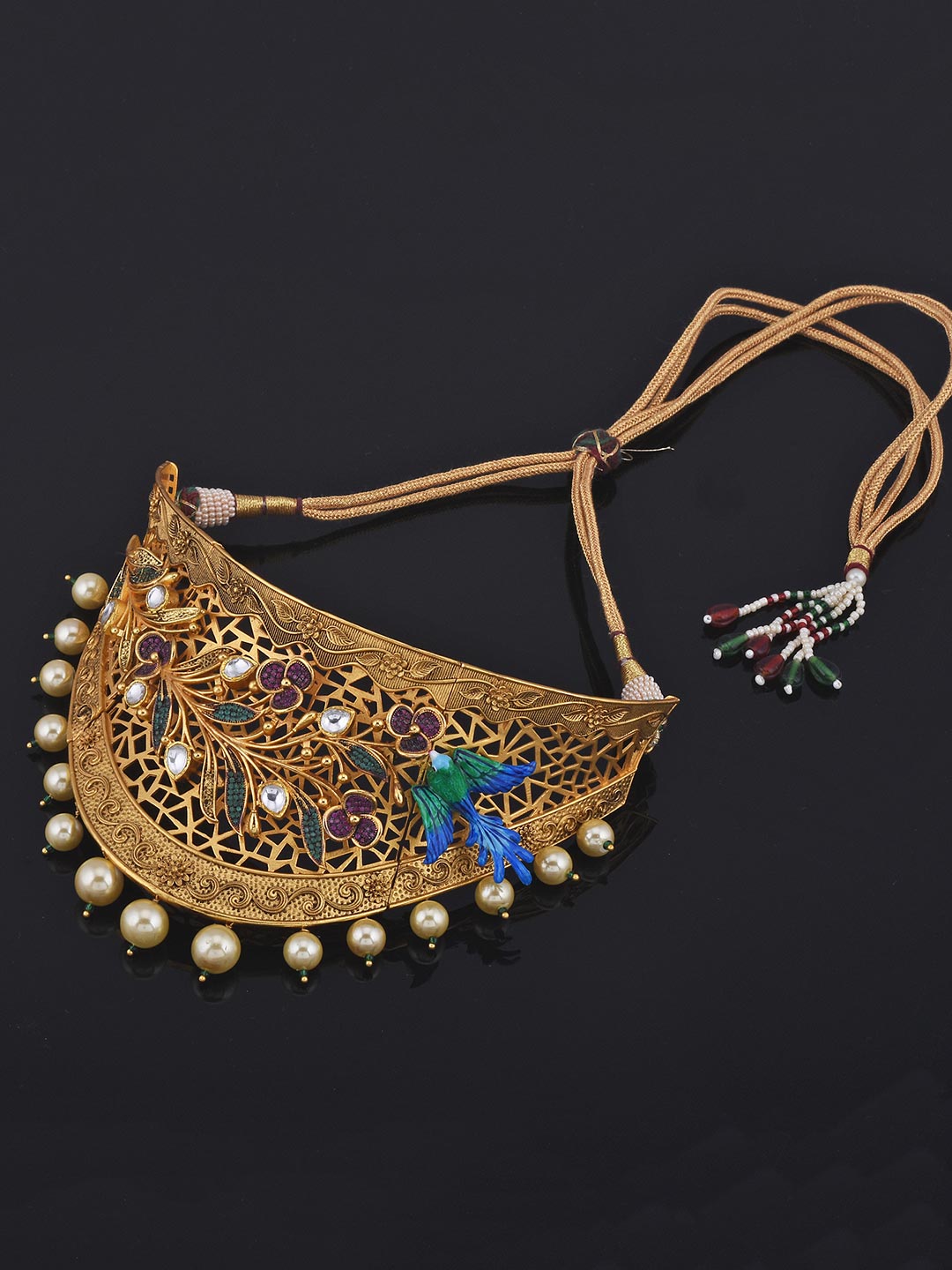 Designer Three Dimensional Floral Enameled Choker Necklace Set