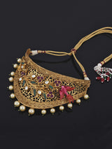 Designer Three Dimensional Floral Enameled Choker Necklace Set